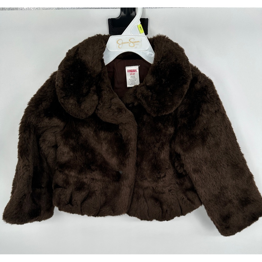 Gymboree Girls‎ Brown Faux Fur Coat Jacket 2T 3T Winter Warm Cozy